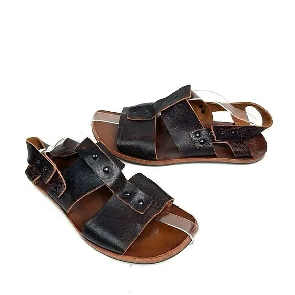 Cydwoq Men’s Leather Slingback Sandals Brown Handmade in New York size 45 US 11 - Picture 3 of 14